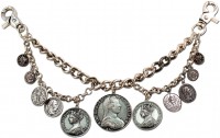 Preview: Traditional Charivari Chain with Coins, Antique Silver