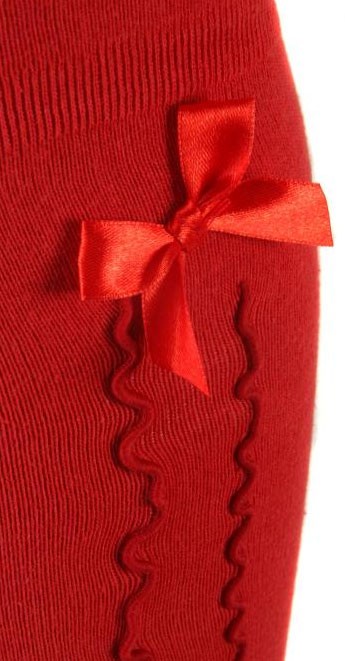 Preview: Ladies Stockings with Ruffle & Bow, Red
