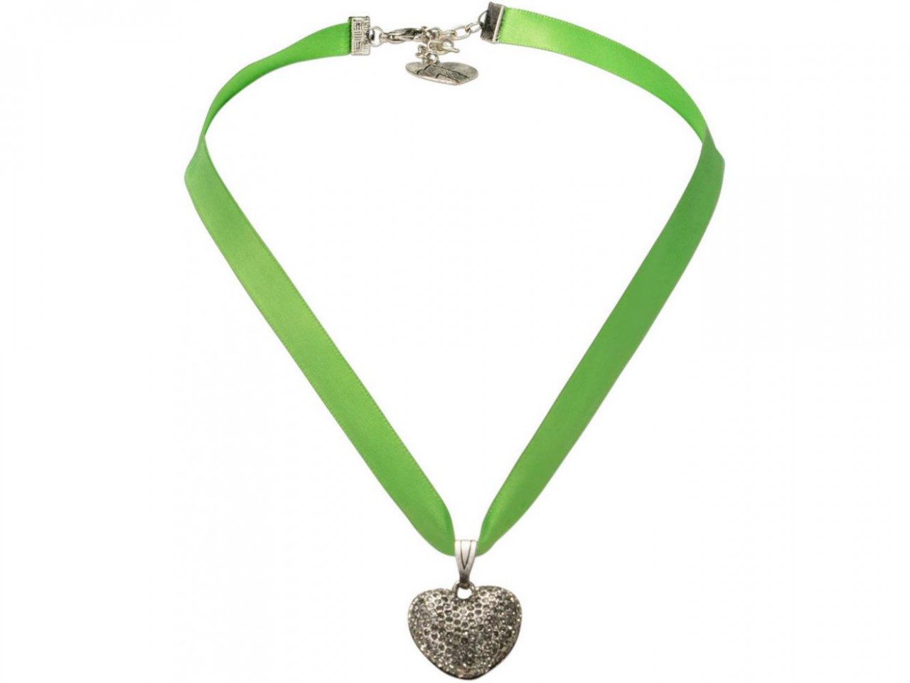 Vorschau: Satin Halskette mit Strassherzerl hellgrün