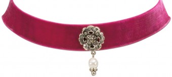 Trachten halsketting met roze ornament