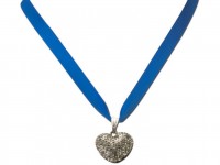 Vorschau: Satin Halskette mit Strassherzerl blau