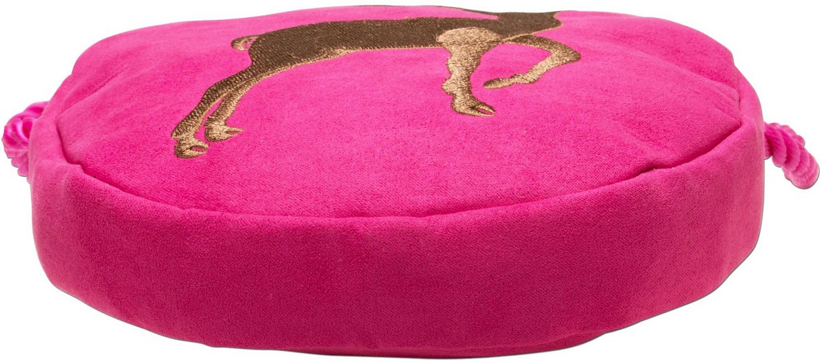 Traditionele ronde zak met hertenborduurwerk roze