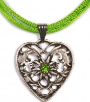 Preview: Satin Necklace with Heart Pendant, Apple Green