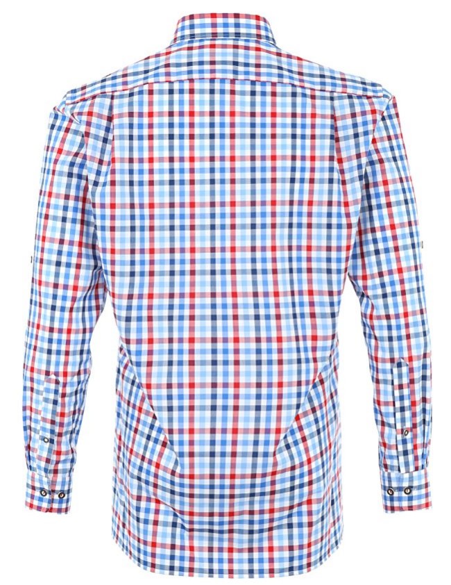 Vorschau: Olymp Hemd Trachtenhemd Modern Fit blau/rot langarm