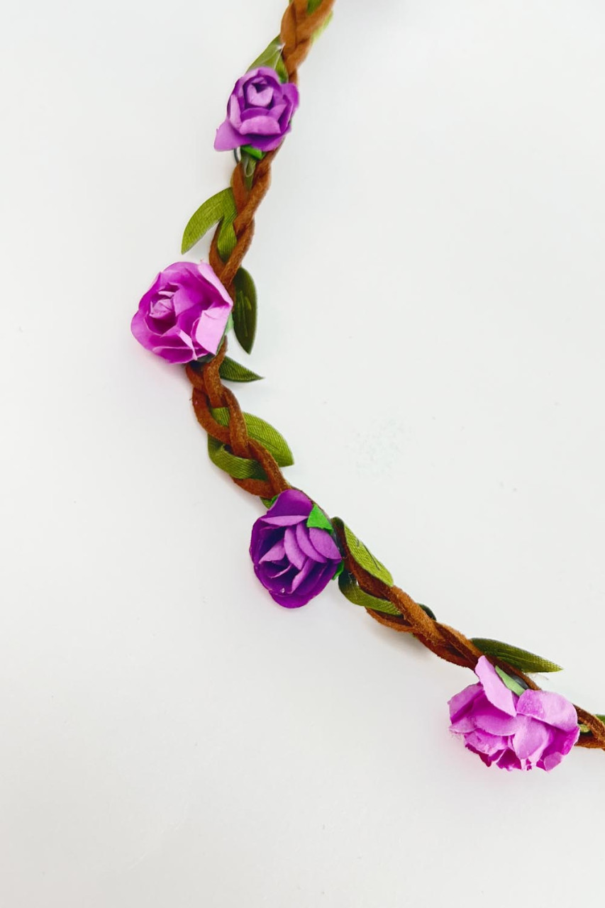 Vorschau: filigranes Haarband mit kleinen lila Blüten