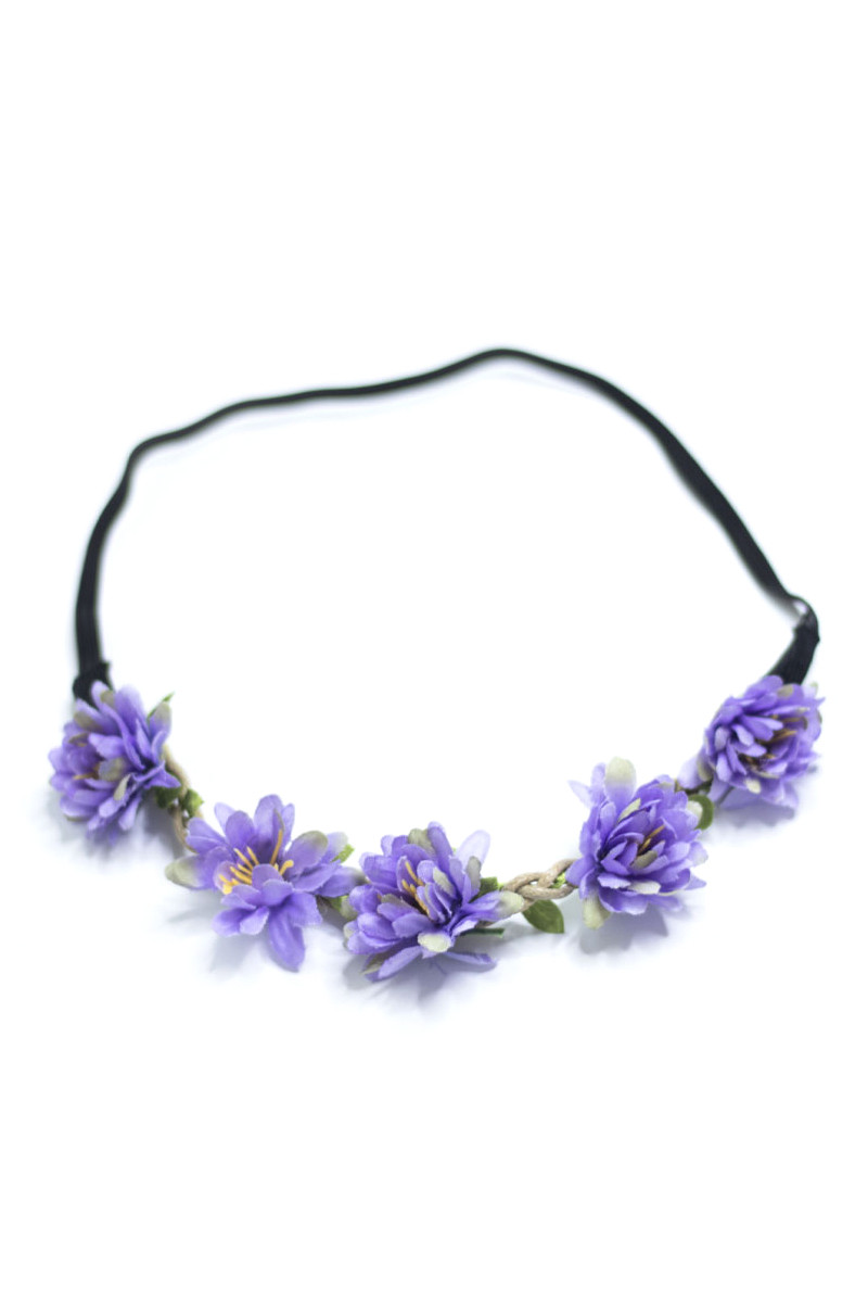 Hairband with purple Summer Flowers