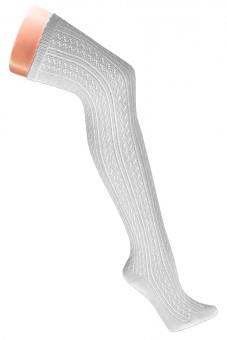 Overknee stockings in crochet look, white