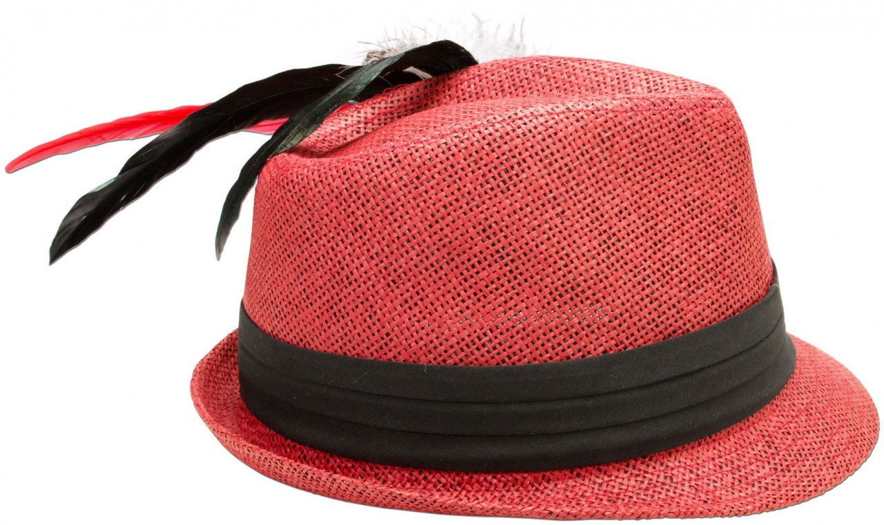 Tradycyjny słomkowy kapelusz czerwony