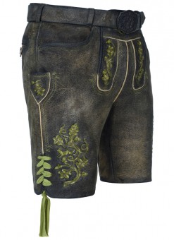Skórzane spodnie Degenhart cętkowane zielone