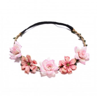 Hair band with pink flowers