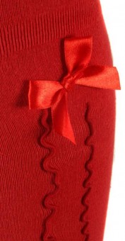 Ladies Stockings with Ruffle & Bow, Red
