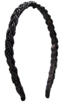 Vorschau: Perlen-Haarreif Flechtoptik schwarz