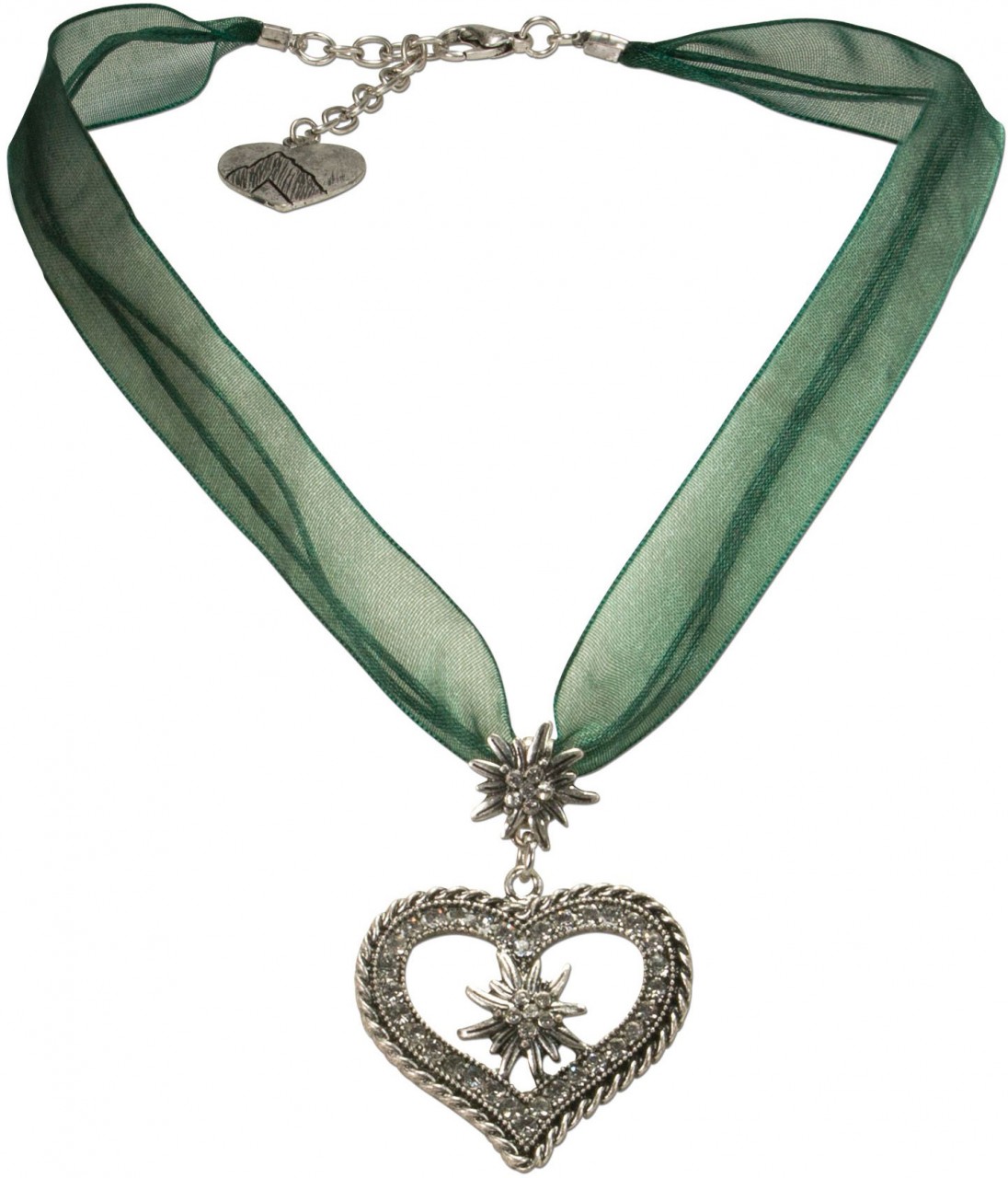 Collier Trachten en organza Maria vert