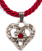 Preview: Braid Necklace with Heart Pendant, Burgundy