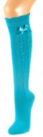 Preview: Ladies Stockings with Ruffle & Bow, Turquoise