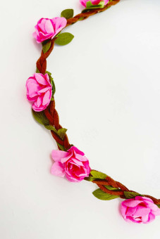Bandeau filigrane avec petites fleurs roses