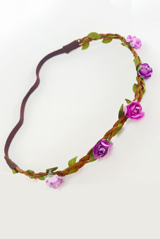 Filigranowa opaska do włosów z małymi fioletowymi kwiatami