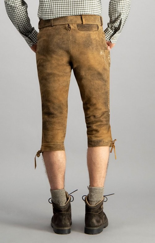 Lederhose longueur genoux Sigmar marron clair