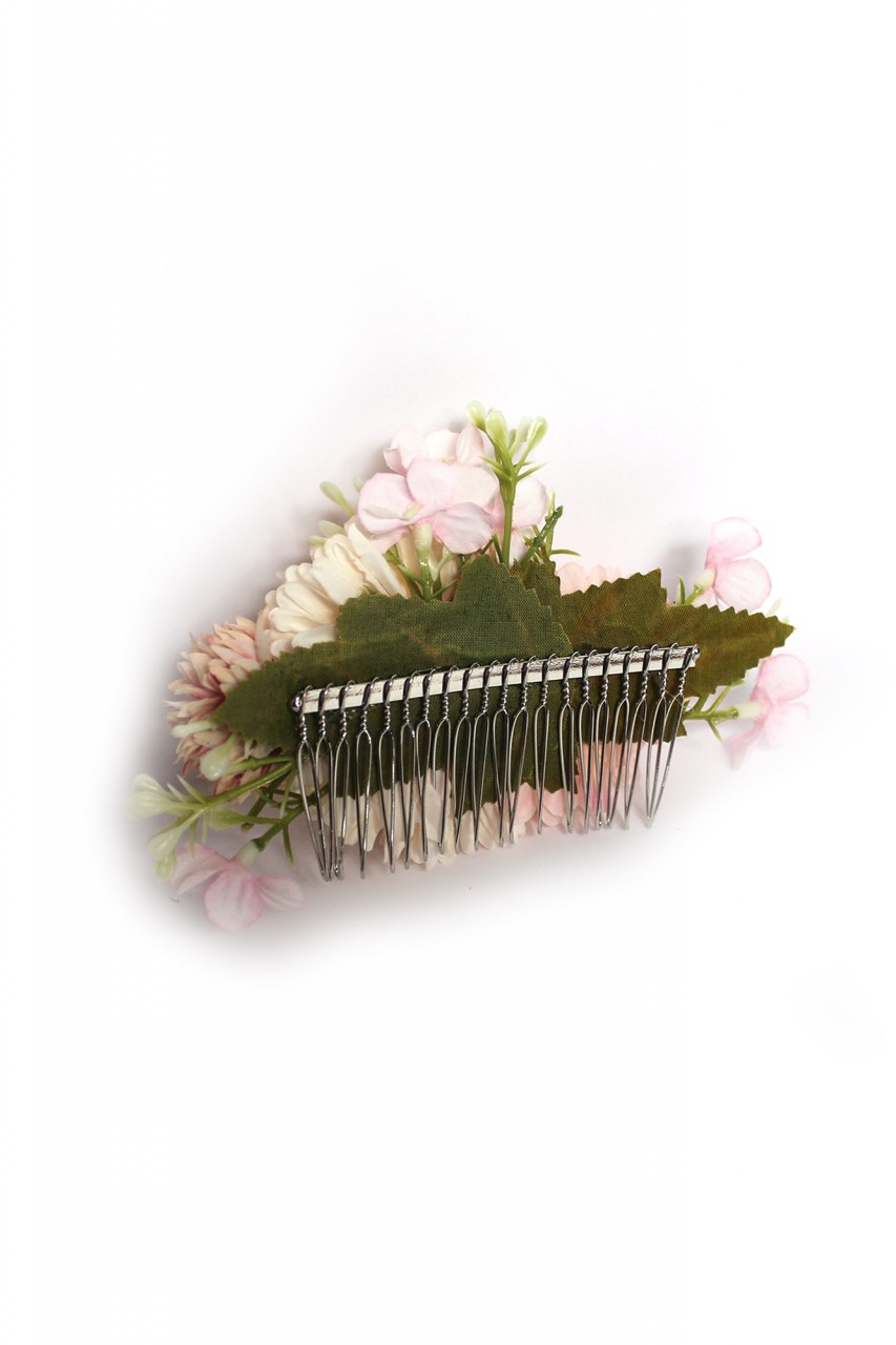 Flowers hair comb heather rose