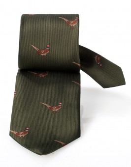Cravate de chasse verte Faisan
