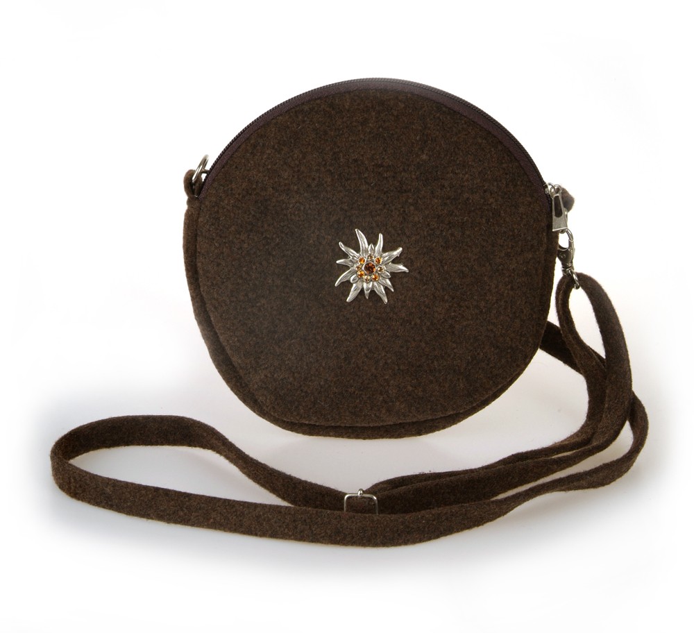 Shoulder Bag Felt Swarovskistones brown