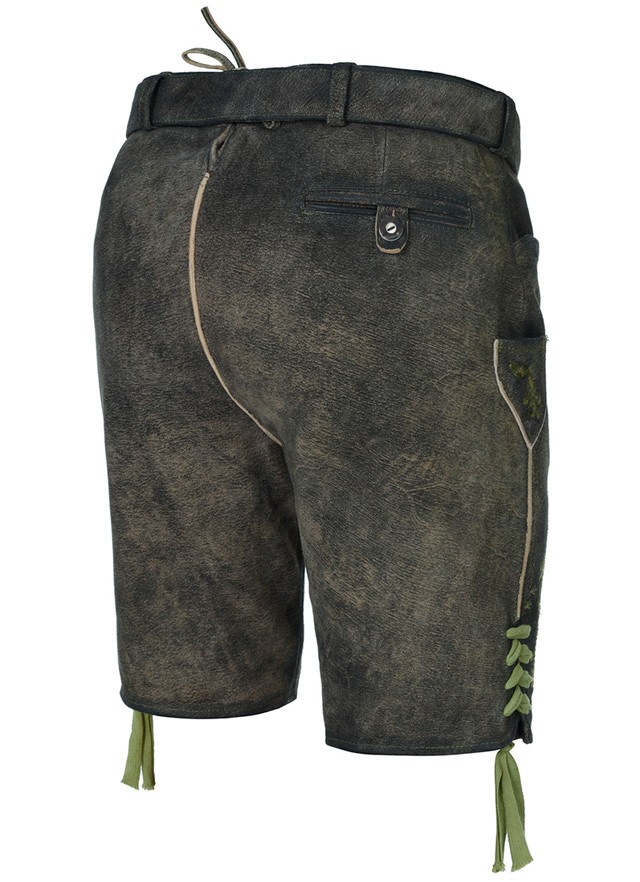 Podgląd: Skórzane spodnie Degenhart cętkowane zielone