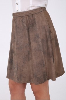 Leather skirt Laurena gray-brown