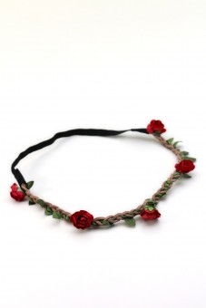 filigranes Haarband mit kleinen roten Blüten