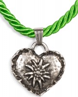 Preview: Braid Necklace with Edelweiss Heart, Apple Green