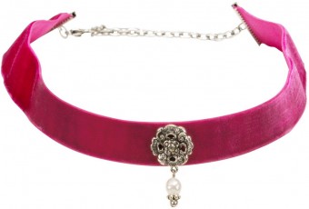 Traditional Choker with Ornamental Pendant, Pink
