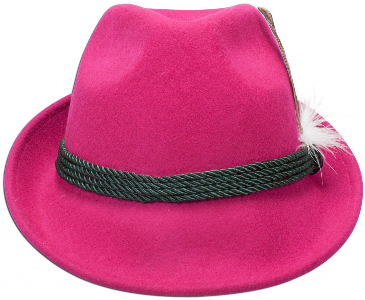 Aperçu: Chapeau en feutre avec plume rose vif