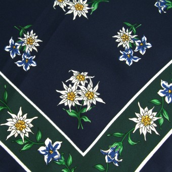 Foulard edelweiss bleu foncé-vert sapin