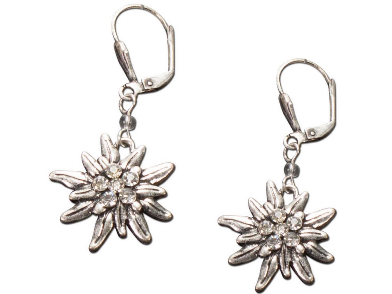 Trachtenkette Ohrringe Edelweiss Perle 4 Farben Dirndl Set Weihnachten Geschenk