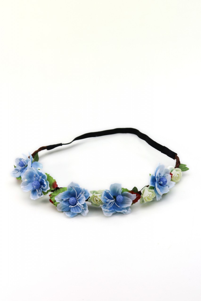 Haarband mit blauen Frühlingsblüten