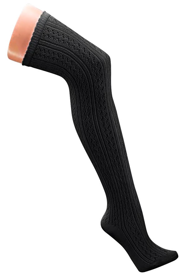 Overknee stockings in crochet look black
