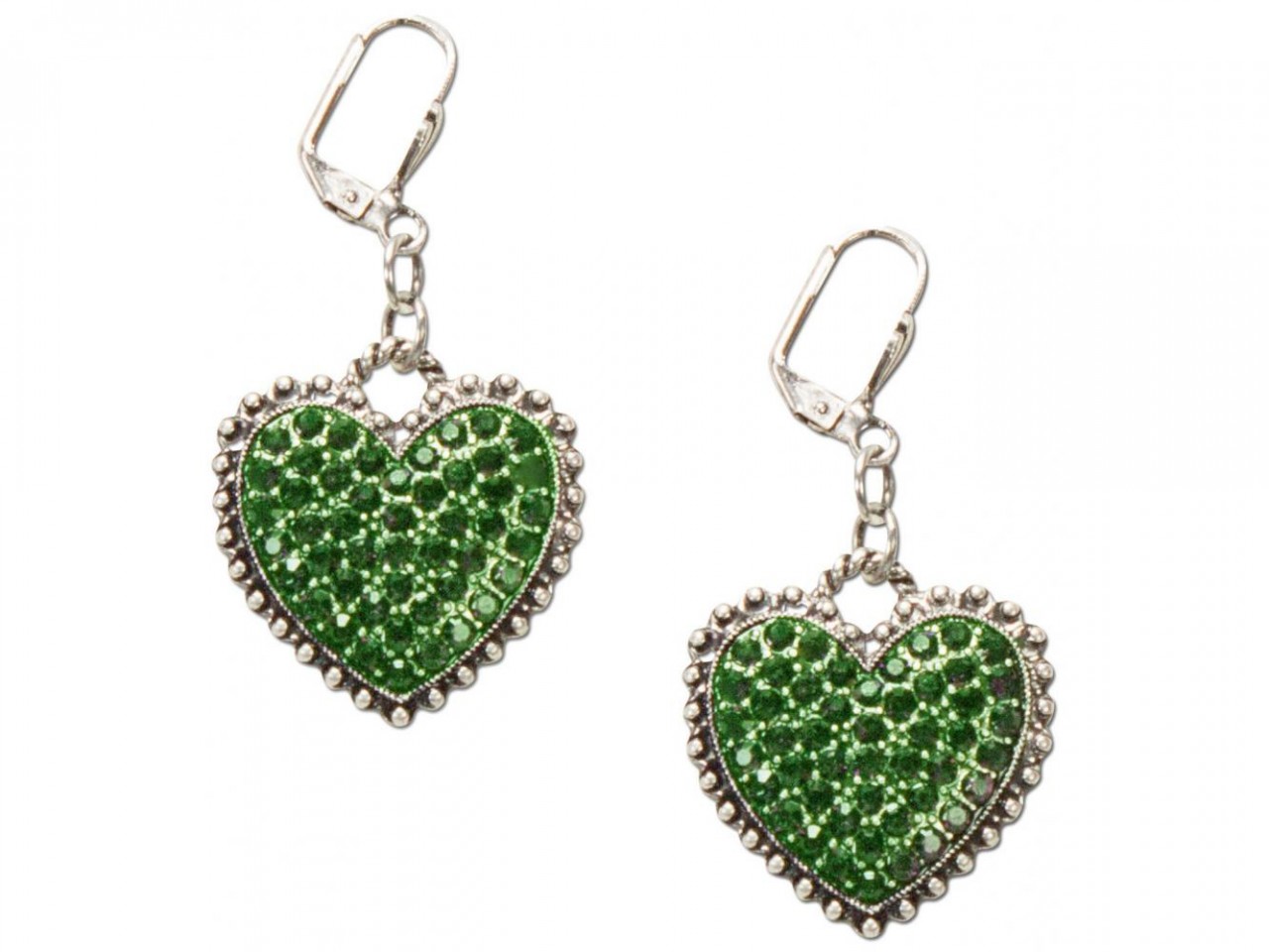 Boucles d'oreilles coeur scintillant vert
