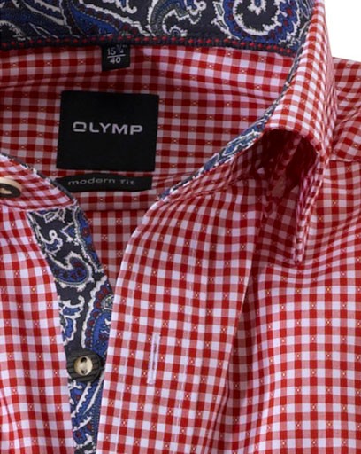 Olymp Hemd Trachtenhemd rot/weiss Kariert