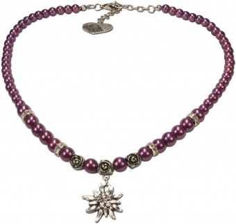 Traditional Necklace small Edelweiß purple