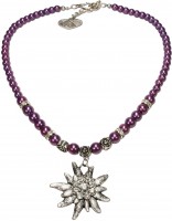 Aperçu: Collier de perles gros edelweiss violet