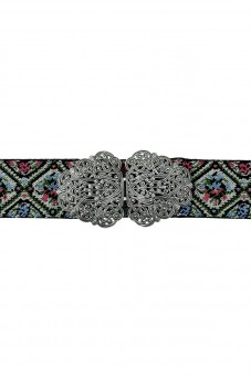 Traditional belt Ina pink-blue silver
