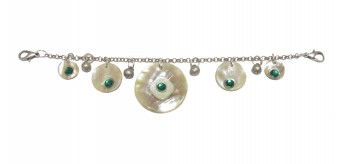 Ladies Charivari Chain, mother-of-pearl with Gemstones