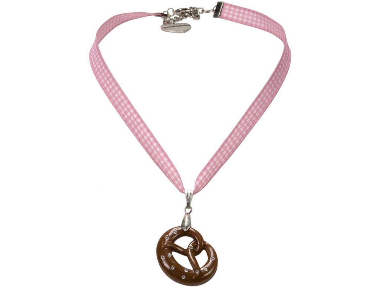 Vorschau: Trachten Halskette Brezel rosa