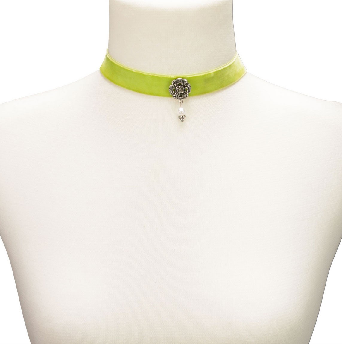 Aperçu: Collier ras de cou avec bijoux pendant vert clair