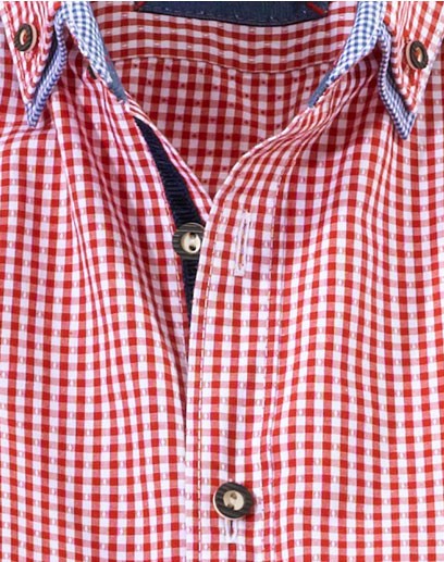 Vorschau: Olymp Hemd Trachtenhemd rot/weiss langarm