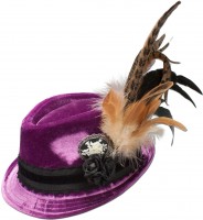 Voorvertoning: Traditionele fluwelen hoed Liliane paars