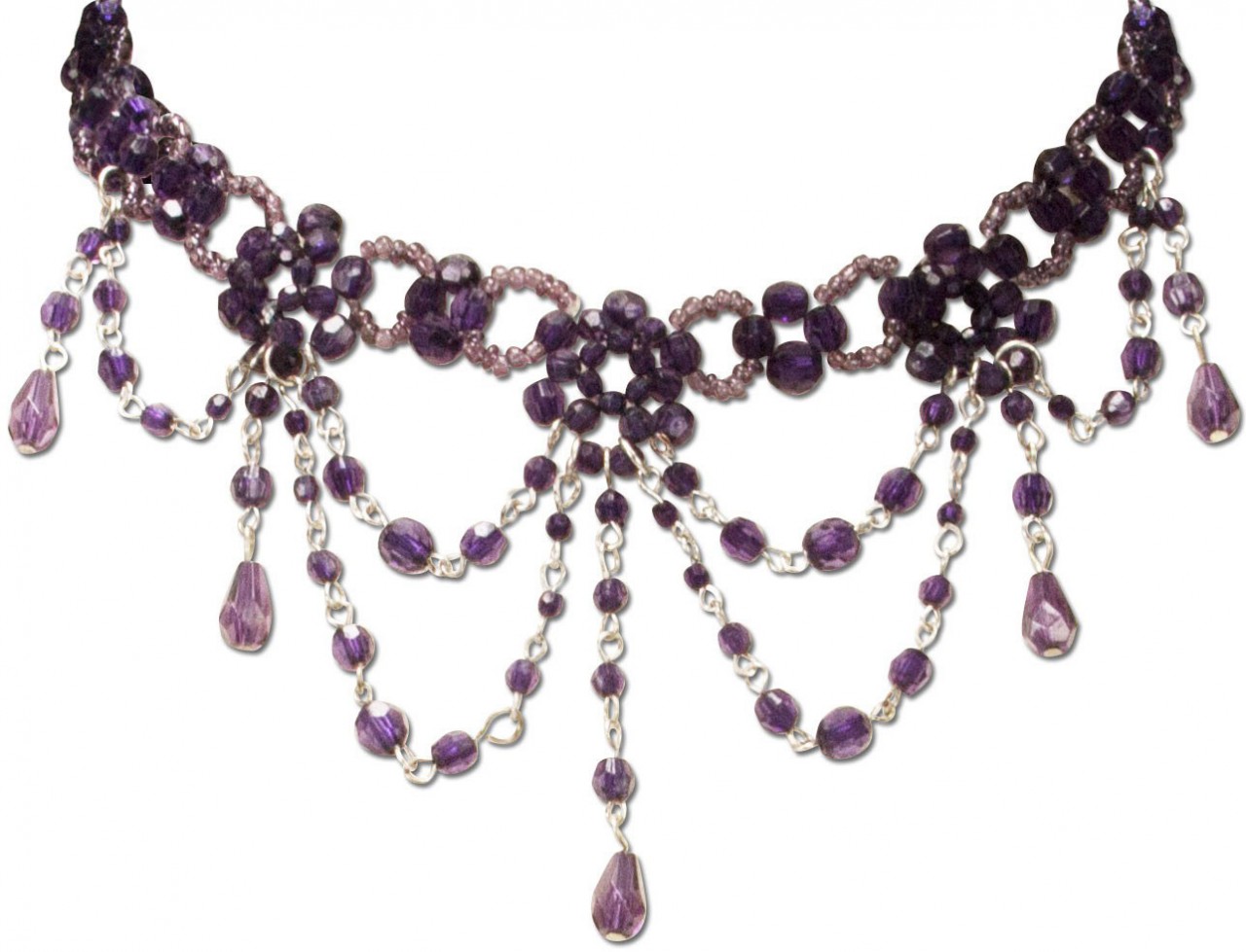 Aperçu: Chaîne ras de cou en perles Annabelle violet