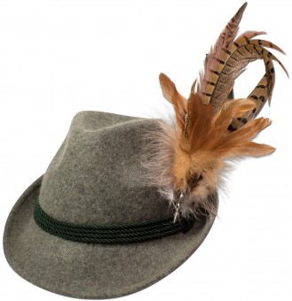 Trachten Felt Hat with Feathers, Grey