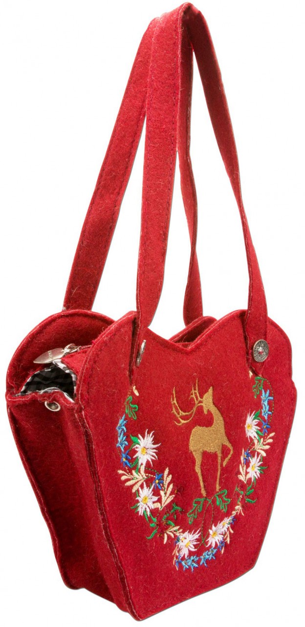 Vorschau: Filz-Trachtentasche Hirsch rot