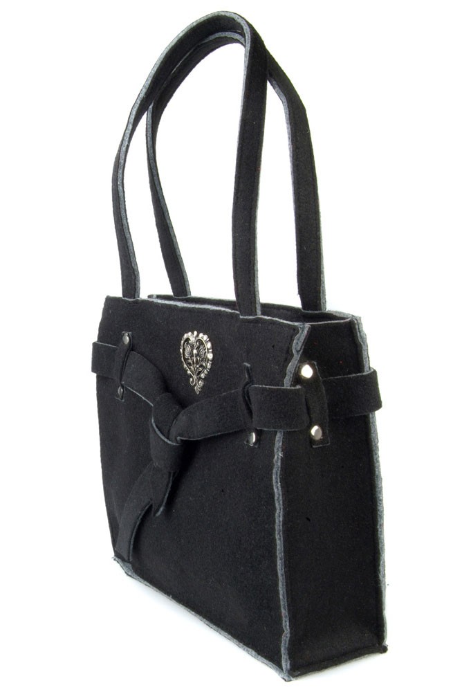 Widok: Kwadratowa torba na zakupy wykonana z czarnego filcu
