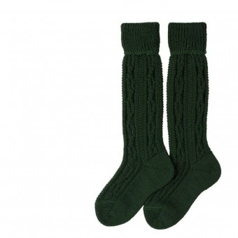 Childrens Stockings with knee tie in green